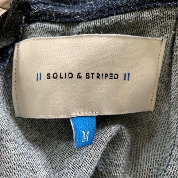 Solid and Striped Chambray Jumpsuit Romper - Picture 4 of 5